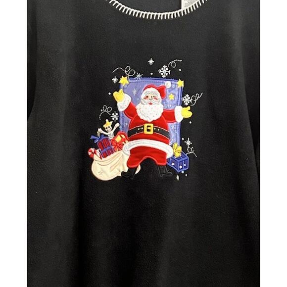 White Stag Womens Pullover 22/24W Christmas Embroidered Sequin Fleece Sweater - Picture 2 of 5